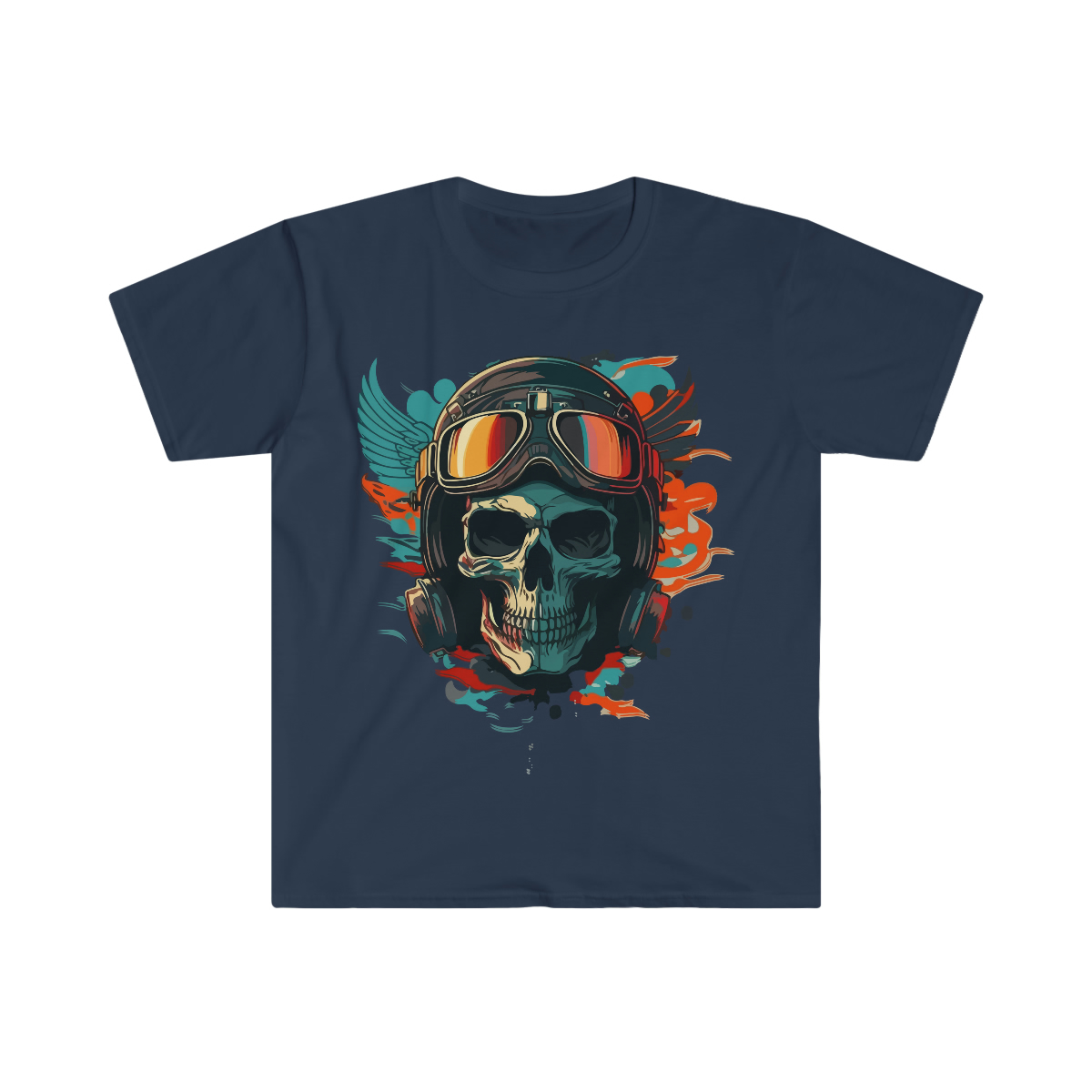 3D Biker Skull Unisex Softstyle T-Shirt - Baro Wear Apparel